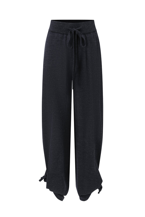 SWAYING 25 Fall/Winter Collection: Knotted Wool Tapered Leg Casual Pants SW-SW25AW3B12C3S4-HH (Black/Grey)